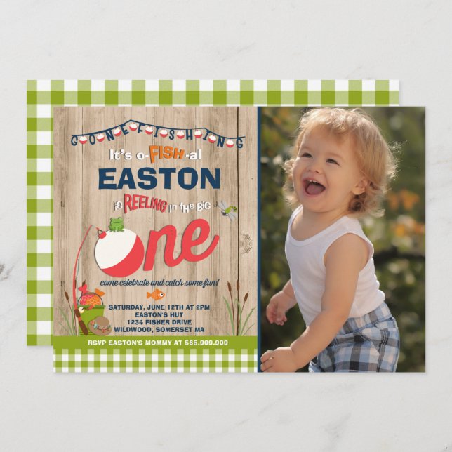 Pêche Invitation Anniversaire O-Fish-Ally Une Part (Devant / Derrière)