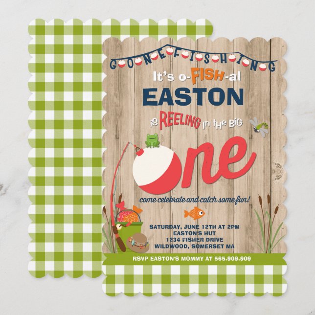 Pêche Invitation Anniversaire O-Fish-Ally Une Part (Devant / Derrière)