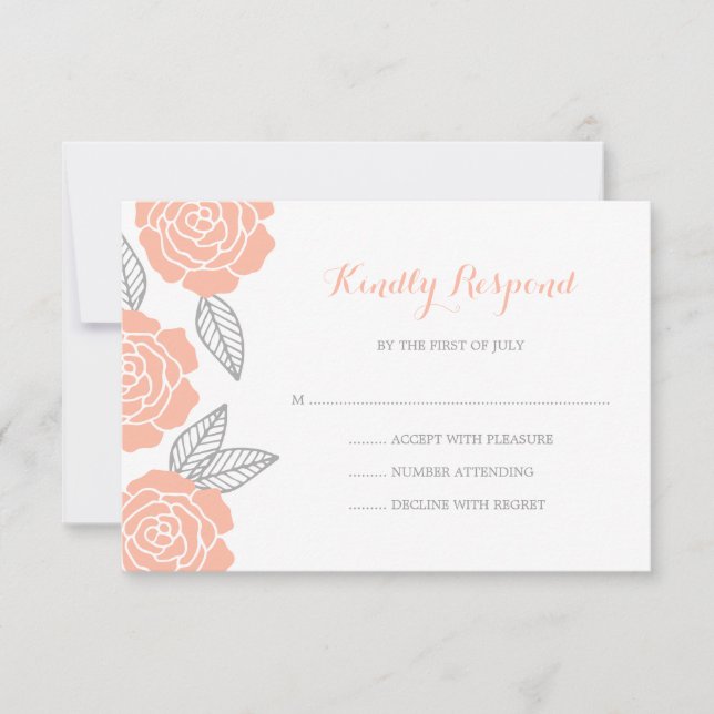 Pêche moderne et mariage Rose gris RSVP (Devant)