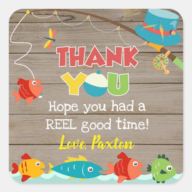 Pêche Poisson Anniversaire Merci Favoriser Sticker (Devant)