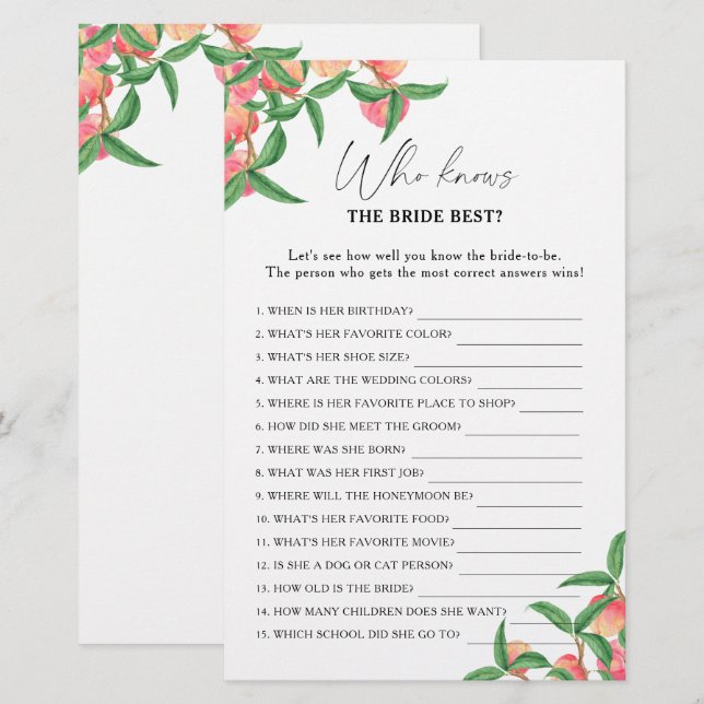 Pêche - Qui connaît la mariée meilleur jeu (Devant / Derrière)