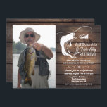 Pêche Retraite Photo Invitation<br><div class="desc">Pêche Retraite Invitation Lure Bait Bois rustique</div>