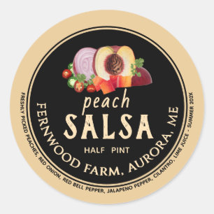Pêche Salsa Jar Étiquette Conserve Maison Canne