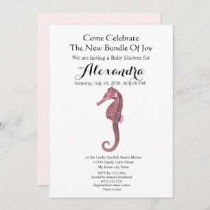 Pêche Seahorse Rose Girl Baby shower Floral