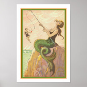 "Pêche Sirène" Art Déco Imprimer ca. 1928