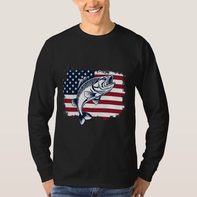 Pêche T-shirt USA Fishing Flag (Devant)
