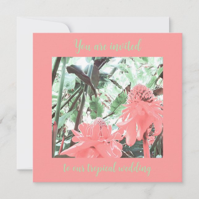 Pêche tropicale Jardin Mariage Invitation (Devant)