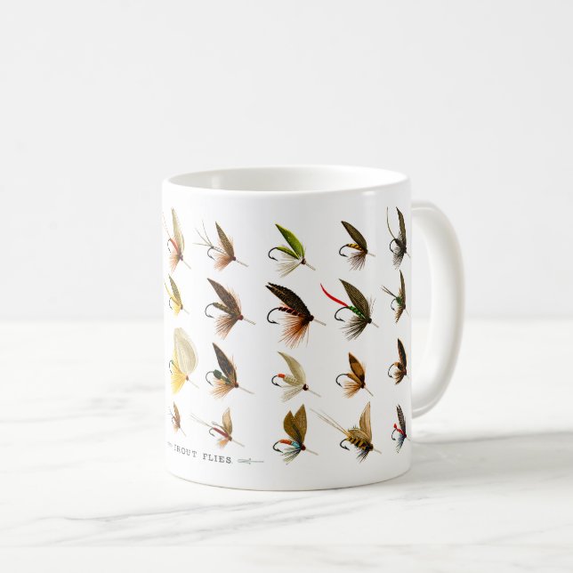 Pêche vintage à la mouche truite mouche Mug (Devant droit)