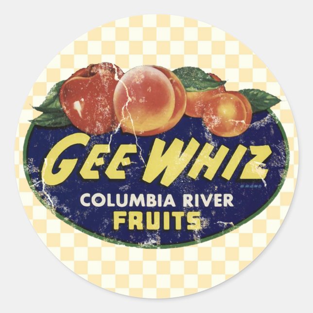 Pêche vintage Étiquette Fruit, Funny Gee Whiz (Devant)