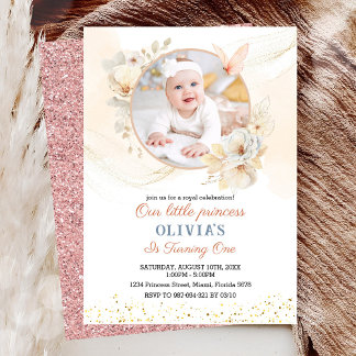 Pêcher Floral Aquarelle Invitation Anniversaire
