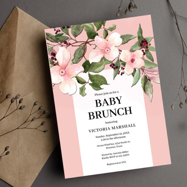 Pêcher Floral Baby Brunch Invitation (Créateur téléchargé)