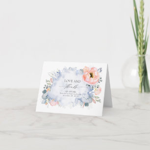 Pêcher Floral Élégant Dusty Blue Mariage Merci