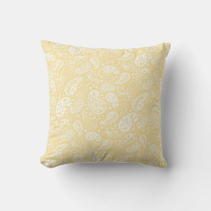 Pêcher Jaune Paisley Jaune Lisse Oreiller