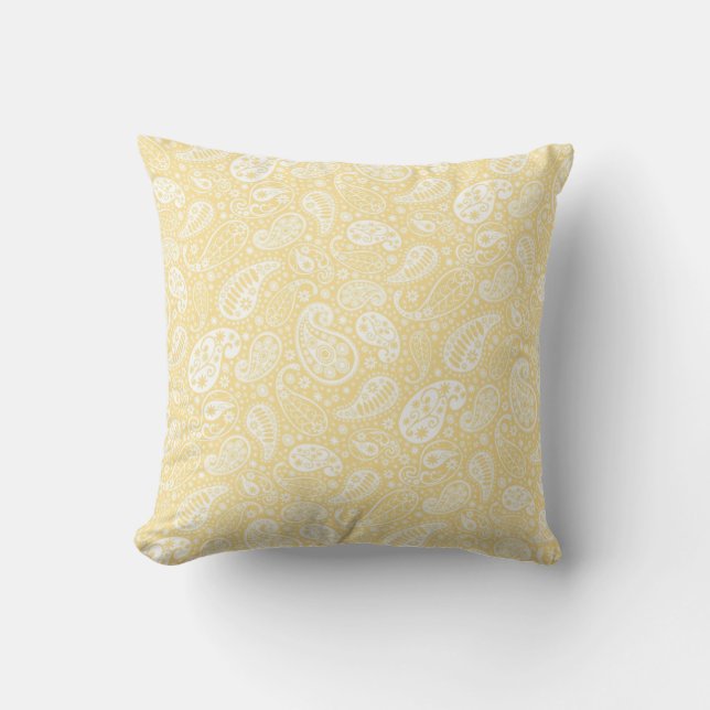 Pêcher Jaune Paisley Jaune Lisse Oreiller (Recto)