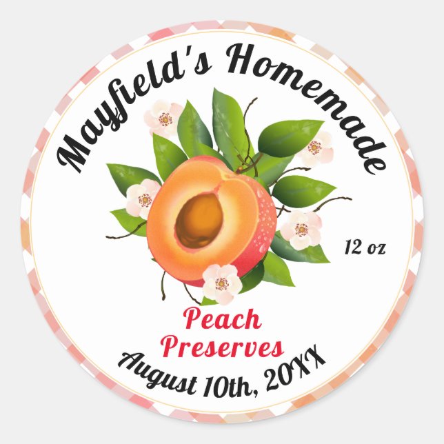Pêcher la purée de fruits | Étiquette Jam Jar (Devant)