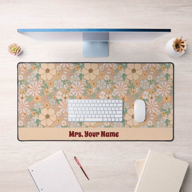 Pêcher Orange rose gris floral (Bureau 1)