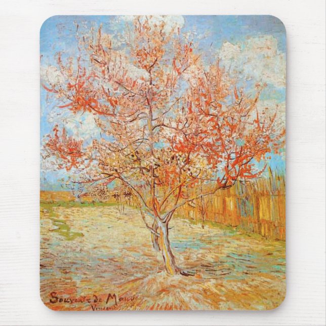 Pêcher rose de Van Gogh dans le tapis de souris de (Devant)