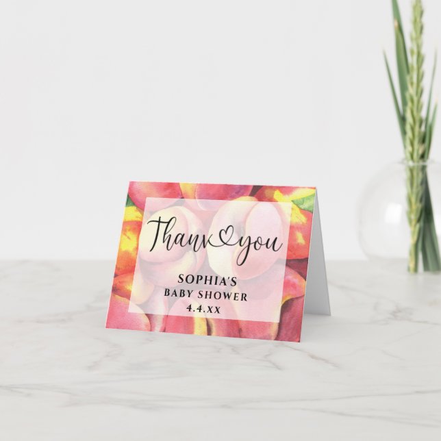 Pêches à l'aquarelle - Merci baby shower (Devant)
