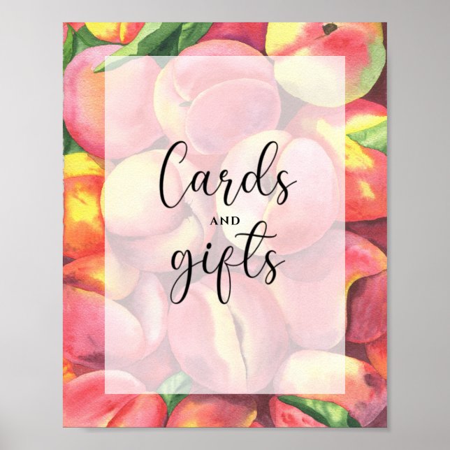 Pêches - cartes et cadeaux bébé affiche de douche (Devant)