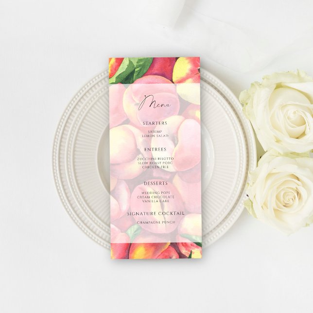 Pêches élégantes minimalistes menu aquarelle (Créateur téléchargé)
