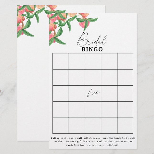 Pêches - Jeu de bingo pour enterrement de vie de j (Devant / Derrière)