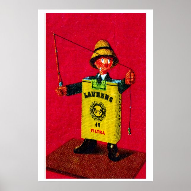 Pêcheur à la cigarette - Impression Boîte d'allume (Devant)