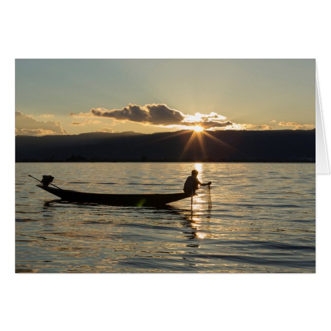 Pêcheur au coucher du soleil (Devant horizontal)