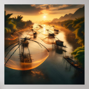 Pêcheur du Vietnam Affiche d'Art du Monde