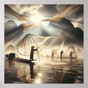 Pêcheur du Vietnam Affiche d'Art du Monde