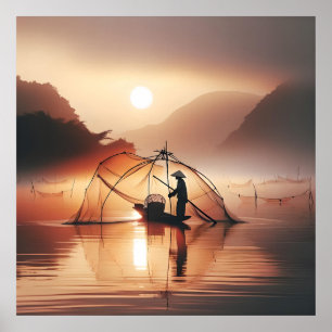 Pêcheur du Vietnam Affiche d'Art du Monde