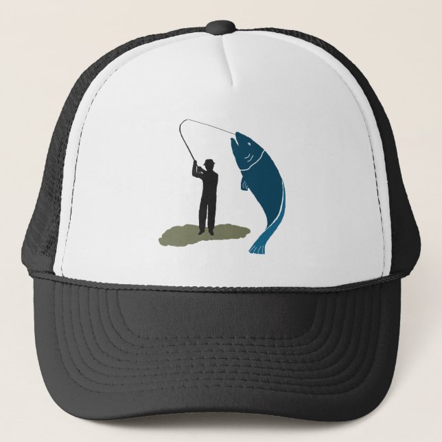 Pêcheur et gros Casquette de sauts de poisson (Devant)