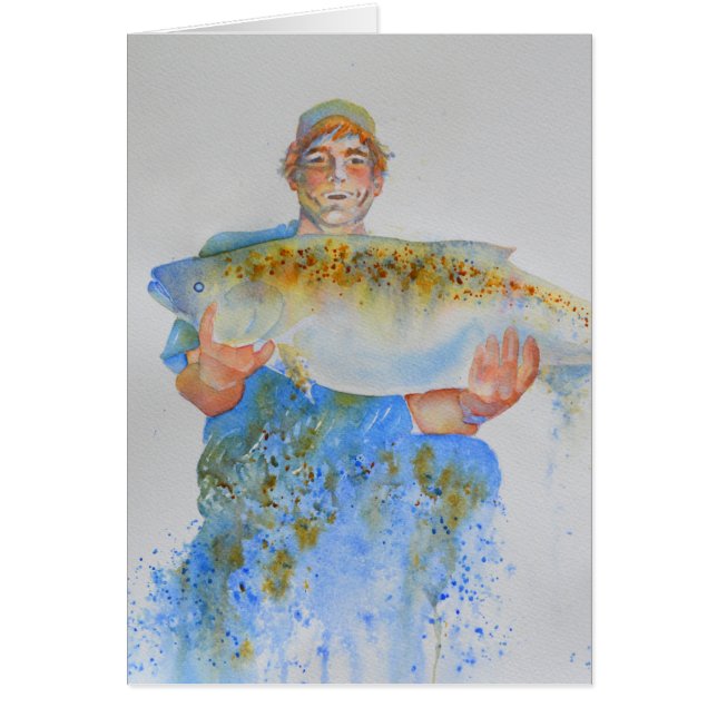 Pêcheur peinture d'aquarelle cadeau de pêche pour  (Devant)