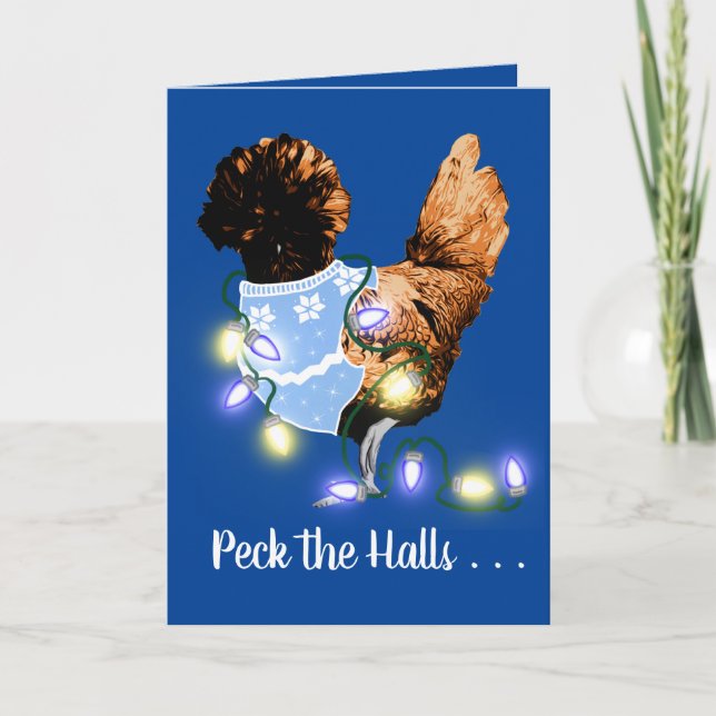 Peck the Halls Golden Laced Polonais carte de Noël (Devant)