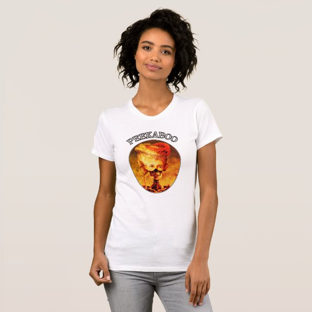 Peekaboo Masqué Gothique Squelette Dames T-shirt (Devant entier)