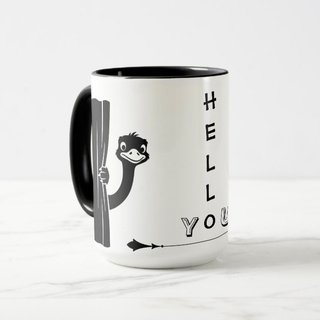 Peekaboo Ostrich Funny Mug (Devant gauche)