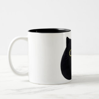 Peeking Black Cat Coffee Mug Curious Cat is Watch