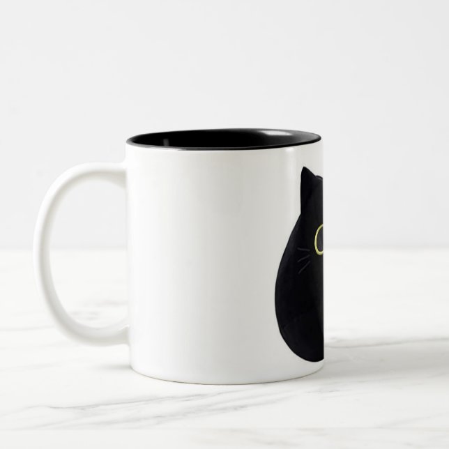 Peeking Black Cat Coffee Mug Curious Cat is Watch (Gauche)