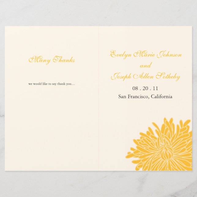 Peeking Chrysanthemum Programme de mariage (Devant)