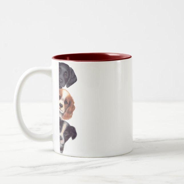 Peeking Dogs Coffee Mug Cup (Gauche)