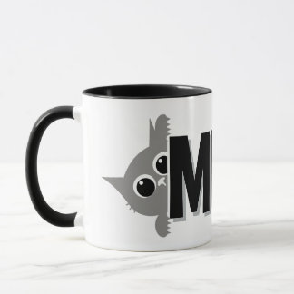 Peeking Gray Cat Meow Design Coffee Mug