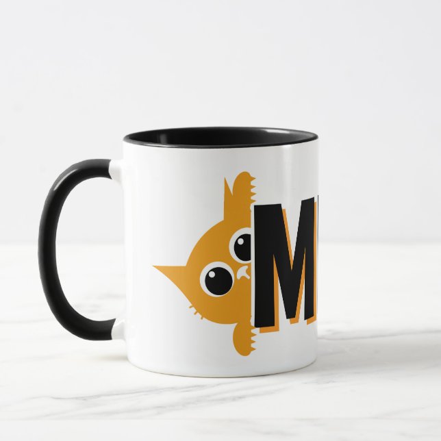 Peeking Orange Cat Meow Design Coffee Mug (Gauche)