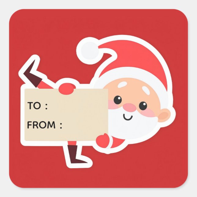 Peeking Santa Christmas Gift Sticker (Devant)