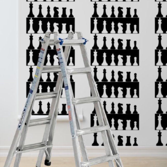 Peel and Stick Papier peint noir blanc pièces d'éc (Peel and Stick Wallpaper black white chess pieces Wallpaper)