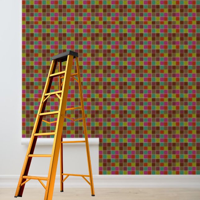Peel et bâton papier peint carrés multicolores (Peel and stick wallpaper multi-colored squares wallpaper)