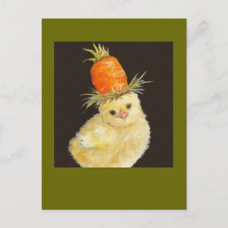 peep avec grande carte postale de carottes