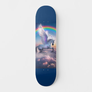 Pégase avec skateboard arc-en-ciel