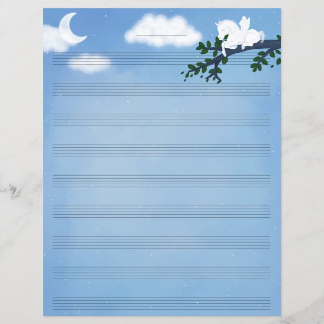 Pegasus dans Starry Night Music Manuscript Papier (Devant)