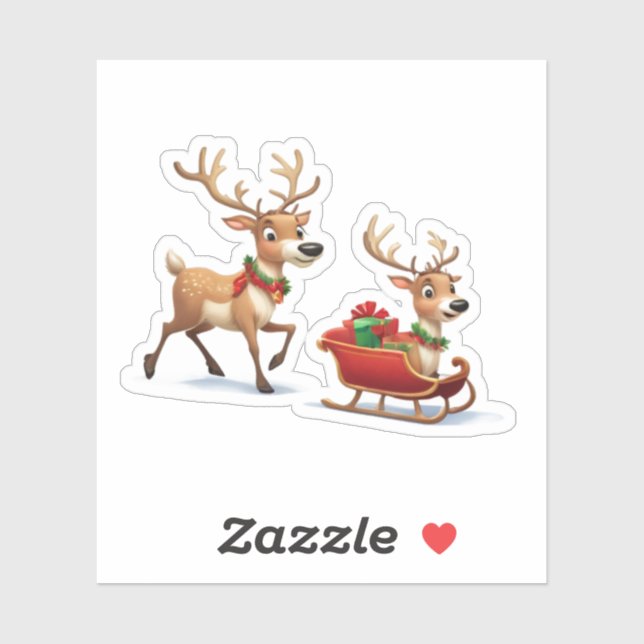 Pegatina Festive Christmas Reindeer Sticker (Feuille)