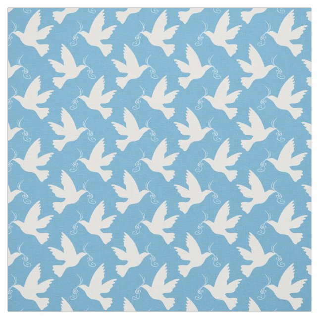 Peigne blanc avec tissu bleu ruban motif (Échantillon)