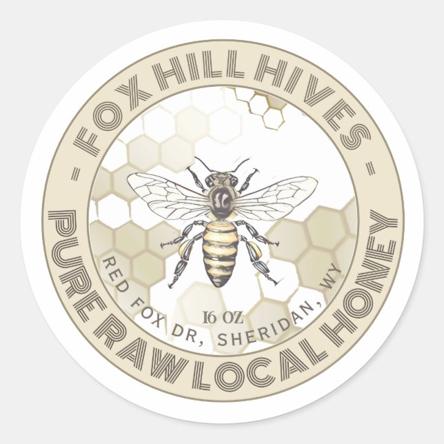Peigne de miel Queen Bee Honey sur Étiquette blanc (Devant)